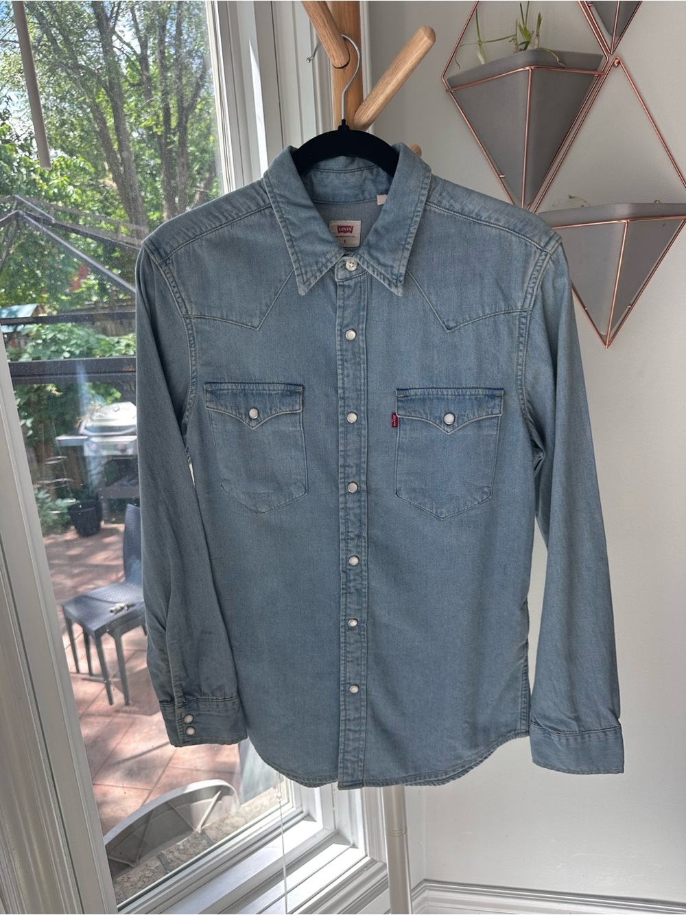 Levi's Men's Light Blue Denim Western Shirt Classic Snap Buttons Size Small